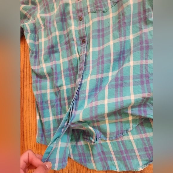 LL Bean Women's Lightweight Plaid Button-Up Flannel Size Small 100% Cotton - Picture 6 of 10